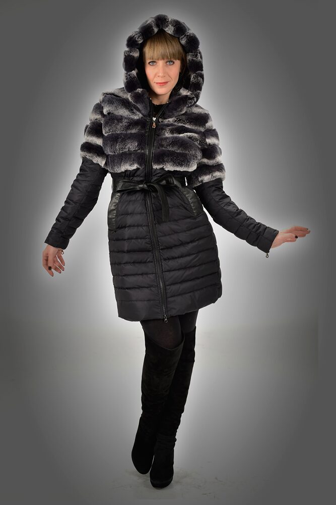 Daunenjacke mit Rex-Pelz